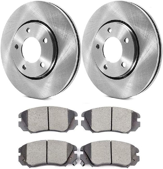 JIN & R  Rear Disc Brake Rotors and Ceramic Brake Pads Compatible With 2009 Toyota RAV4 Base 2.5 Liter L4 -#54010(ok)