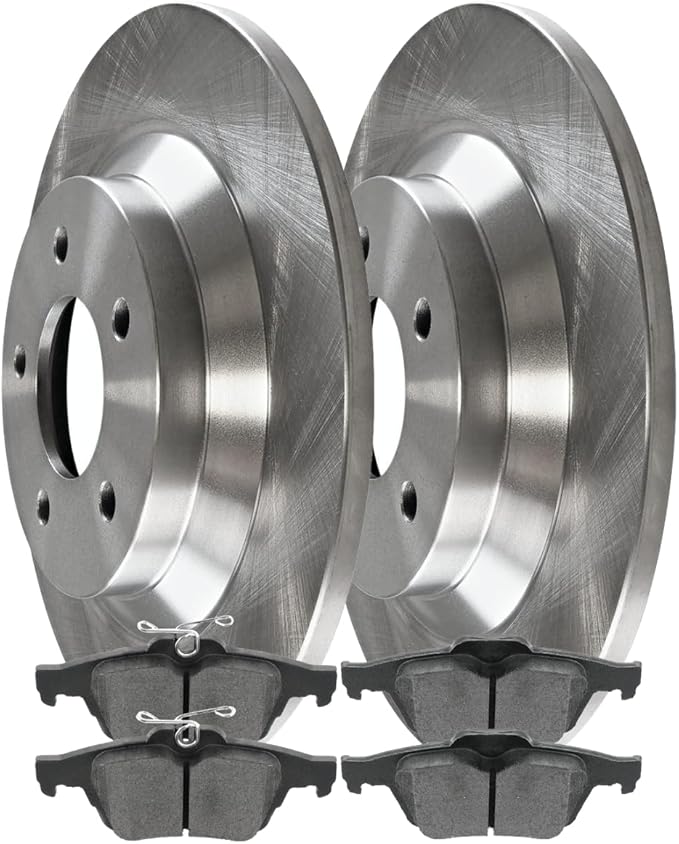 JIN & R  Rear Brake Kit Rotors and Ceramic Pads Pair of 2 Driver and Passenger Side Replacement for 2006-2010 2012-2015 Mazda 5 2.3L 2.5L FWD CBO414371095C5
