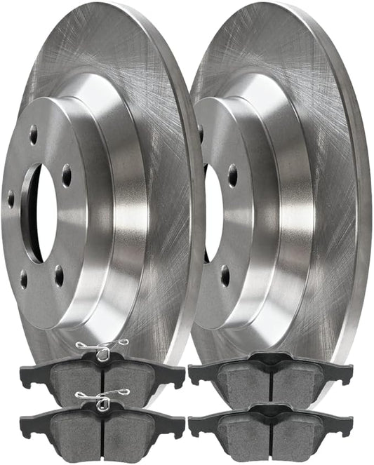 JIN & R  Rear Brake Kit Rotors and Ceramic Pads Pair of 2 Driver and Passenger Side Replacement for 2006-2010 2012-2015 Mazda 5 2.3L 2.5L FWD CBO414371095C5