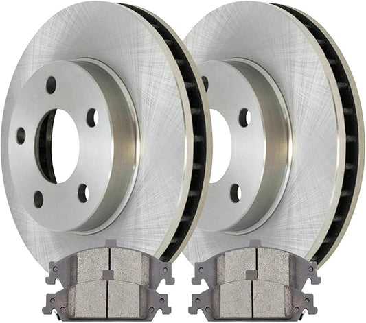 JIN & R Front Brake Kit Rotors and Ceramic Pads Pair of 2 Driver and Passenger Side Replacement for Oldsmobile Alero Cutlass Chevrolet Malibu Classic Pontiac Grand Am V6 FWD RSCD65042-65042-727-2-4