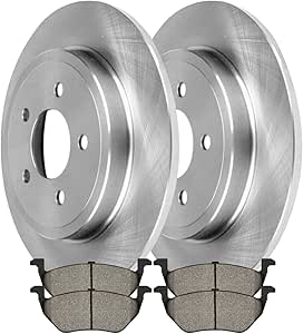 JIN & R Rear Brake Kit Rotors Black and Ceramic Pads Pair of 2 Driver and Passenger Side Replacement for 1994-2004 Ford Mustang 3.8L 3.9L 4.6L 5.0L V6 V8 RWD SCDPR6401964019627