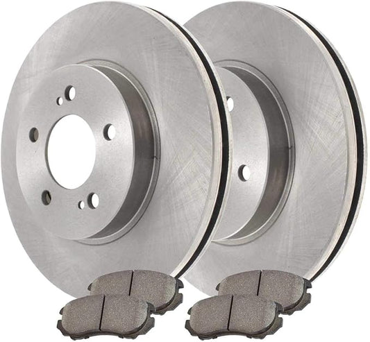 JIN & R Front Brake Kit Rotors and Ceramic Pads Pair of 2 Driver and Passenger Side Replacement for 2007 2008 2009 2010 Hyundai Elantra 2.0L FWD RSCD41455-41455-924-2-4