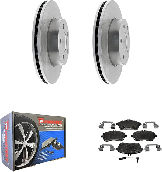 JIN & R Front QUALITY Front Brake Rotors and Ceramic Pads Kit For Mercedes-Benz C250 2010 2011 2012 2013 2014 2015|Without Sport Susp|34424 D1340