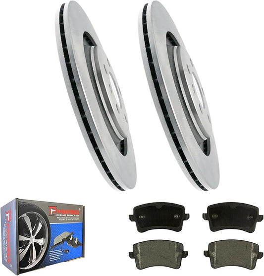 JIN & R  REAR Quality Brake Rotors And Ceramic Pads Kit for Audi S5 2008 2009 2010 (All Trims and Engines) | P34407S & D1386