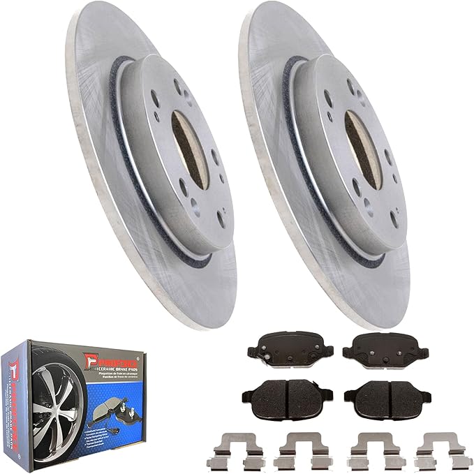 JIN & R REAR] Quality Brake Rotors And Ceramic Pads Kit for Fiat 500 2018 2019 (EXCEPT E) | P31598S & D1569