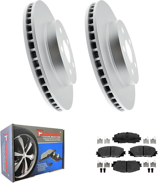 JIN & R Front COATED Brake Rotors and Ceramic Pads Kit For Toyota Prius 2016 2017 2018 2019 2020 2021 2022|982071 D1184