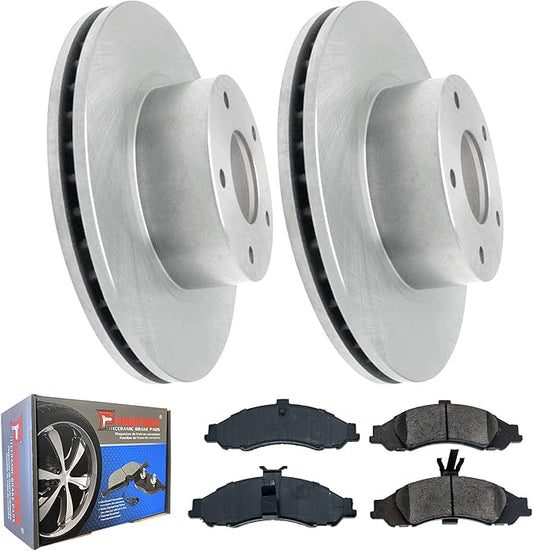 JIN & R FRONT Quality Brake Rotors And Ceramic Pads Kit for Pontiac GTO 2004 (All Trims and Engines) | P55088S & D1043