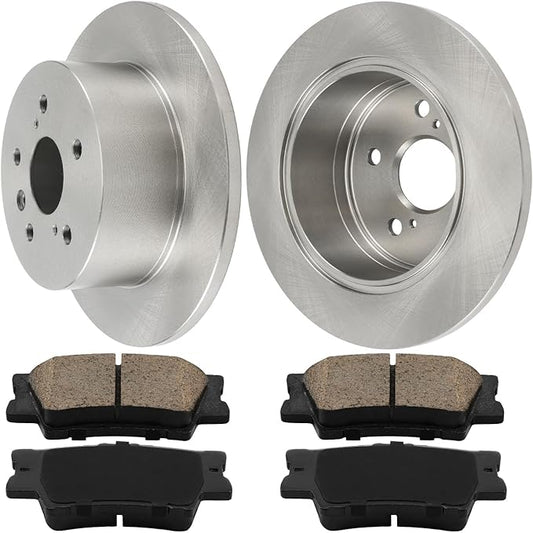JIN & R  Rear Brake Kits, Brake Rotors and Ceramic Brake Pads Compatible with 2007-2011 Camry 2007-2012 ES350 2008-2012 Avalon, Hardware Brake Kits
