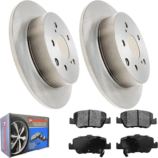 JIN & R  REAR Quality Brake Rotors And Ceramic Pads Kit for Toyota Matrix 2009 2010 (XRS | 2.4L L4 | FWD) | P55160S & D1354 or D1423
