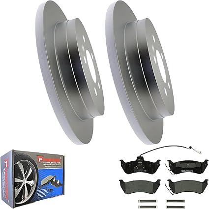 JIN & R[REAR] Anti-rust Brake Rotors And Ceramic Pads Kit for Mercedes-Benz ML350 2003 2004 2005 (All Trims and Engines) | P34145G & D875