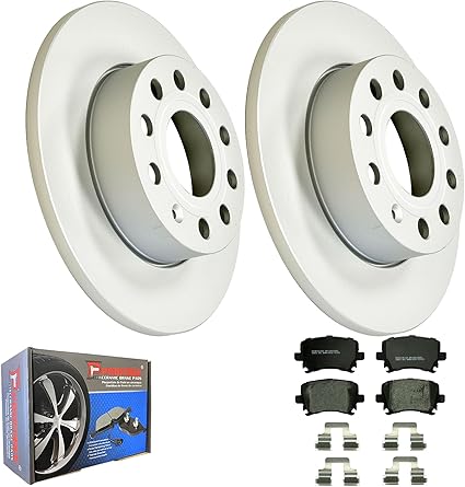 JIN & R REAR Brake Rotors And Ceramic Pads Kit for Volkswagen Rabbit 2006 2007 2008 2009 (Rotor Dia 256mm) | P34427G & D1108