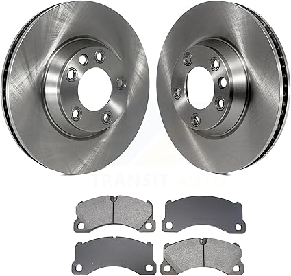 JIN & R Front Disc Brake Rotors And Semi-Metallic Pads Kit Replacement For Porsche Cayenne K8S-104099