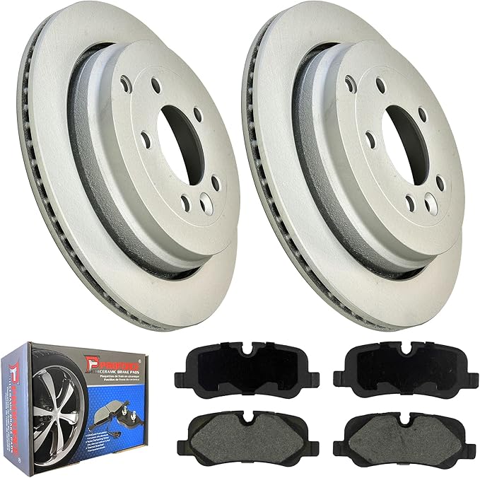 JIN & R REAR Anti-rust Brake Rotors And Ceramic Pads Kit for Land Rover LR3 2005 2006 2007 (4L V6) | P34335  & D1099